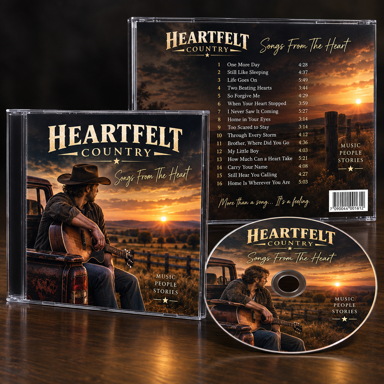 Heartfelt Country – Songs From The Heart CD packaging, cover and disc